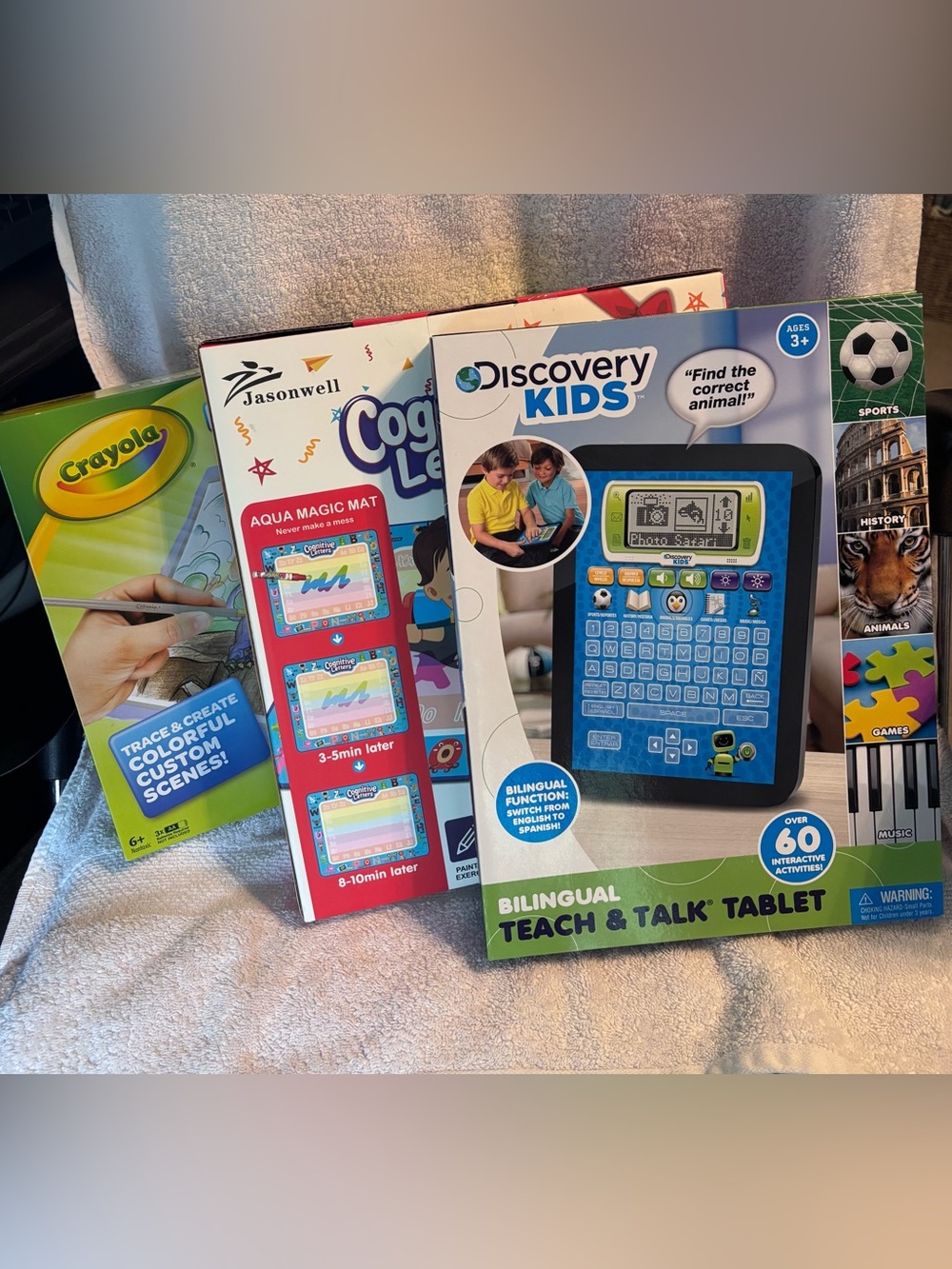 Learning toy bundle - teach & talk tablet, light up tracing pad, aqua magic mat